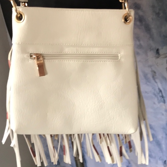 NWT Americana red white blue purse fringes vegan leather zipper compartments - Picture 5 of 12